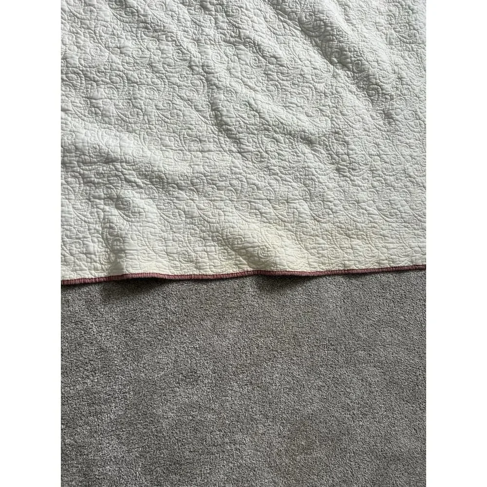 Handmade Quilted Bed Blanket Throw Floral Geometric Grannycore Cream Multicolor